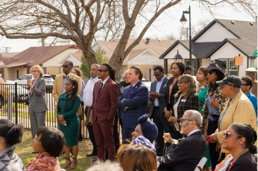 Community members gathered outside the Renaissance House at its 2024 opening